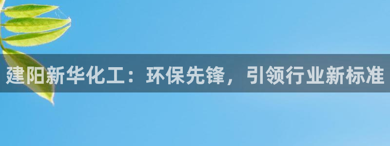 亿万解析：建阳新华化工：环保先锋，引领行业新标准